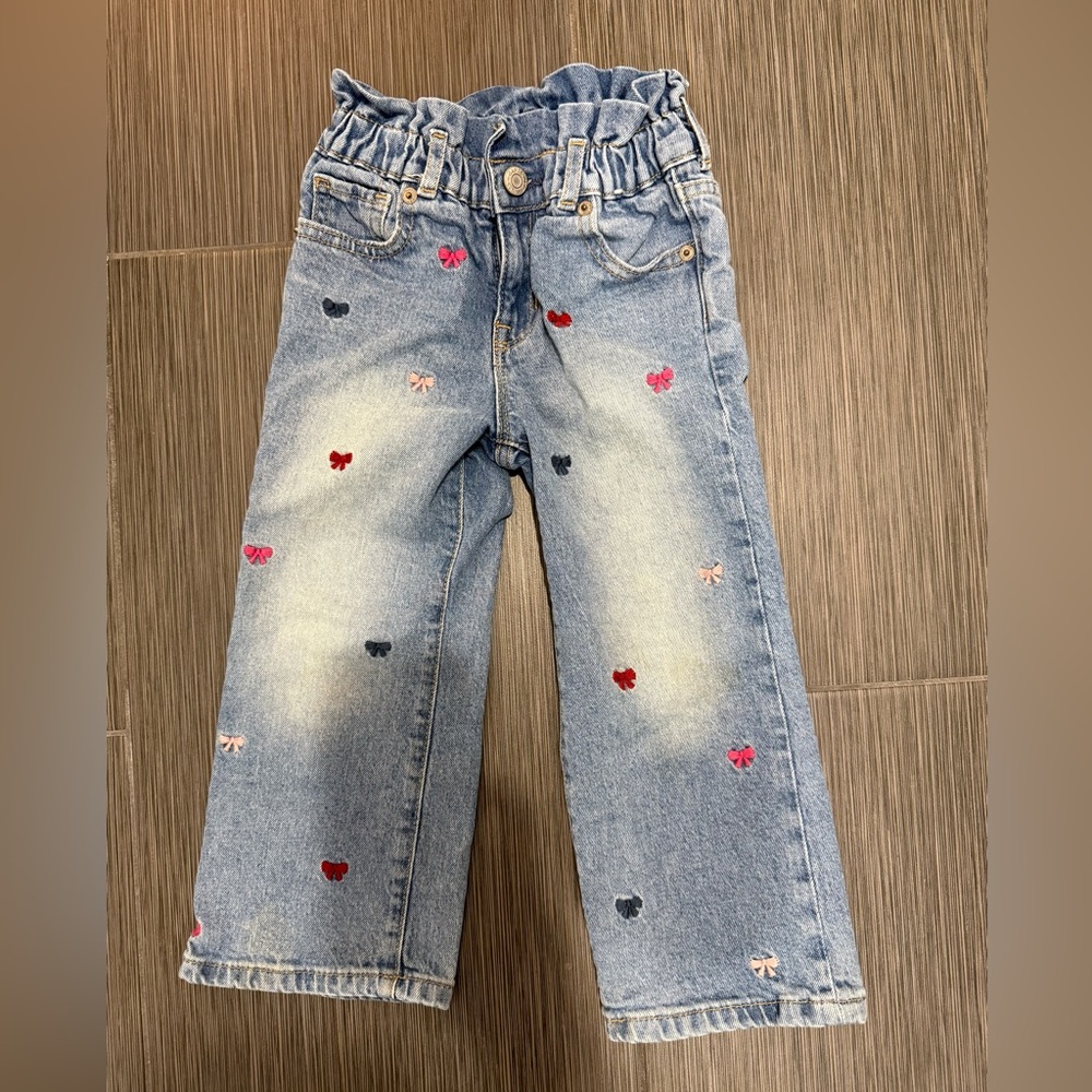 GAP Kids Blue Jeans with Heart Embroidery - Size 4